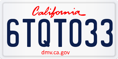 CA license plate 6TQT033