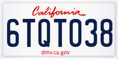 CA license plate 6TQT038