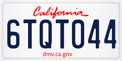 CA license plate 6TQT044