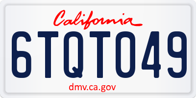 CA license plate 6TQT049