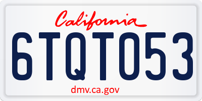 CA license plate 6TQT053