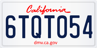 CA license plate 6TQT054