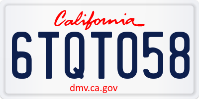 CA license plate 6TQT058