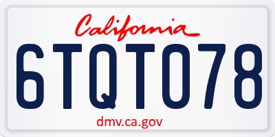 CA license plate 6TQT078