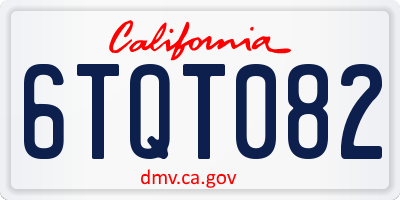 CA license plate 6TQT082