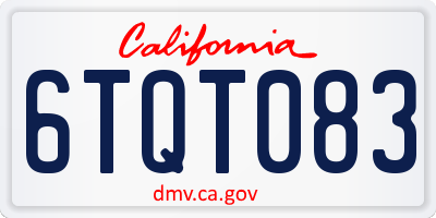 CA license plate 6TQT083