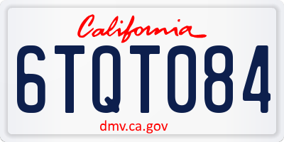 CA license plate 6TQT084