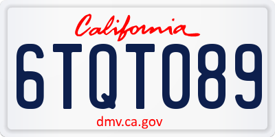 CA license plate 6TQT089