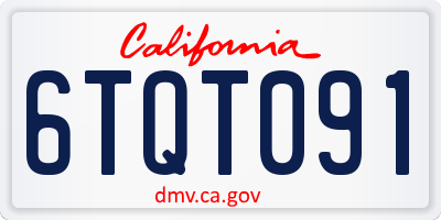 CA license plate 6TQT091