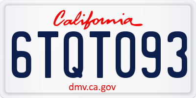 CA license plate 6TQT093