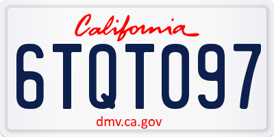 CA license plate 6TQT097