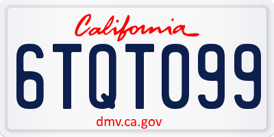 CA license plate 6TQT099