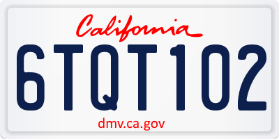 CA license plate 6TQT102