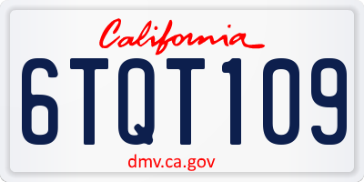 CA license plate 6TQT109