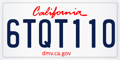 CA license plate 6TQT110