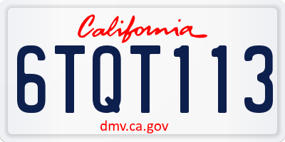 CA license plate 6TQT113