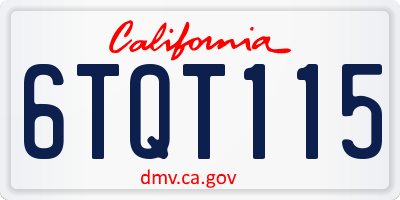 CA license plate 6TQT115