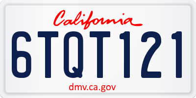 CA license plate 6TQT121