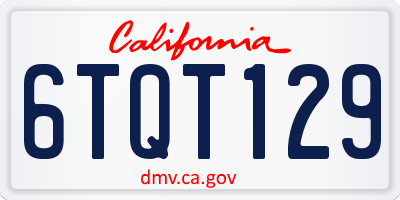 CA license plate 6TQT129