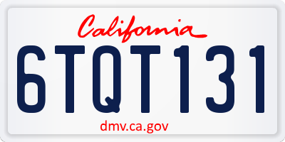 CA license plate 6TQT131