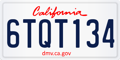 CA license plate 6TQT134