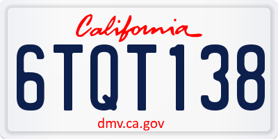 CA license plate 6TQT138