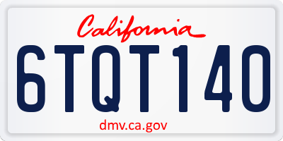CA license plate 6TQT140