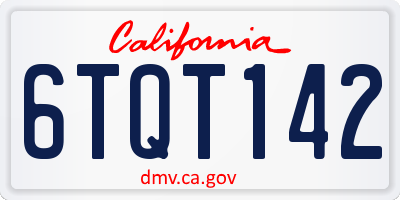 CA license plate 6TQT142