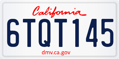 CA license plate 6TQT145