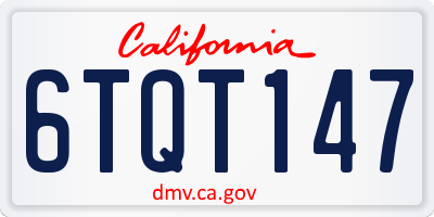 CA license plate 6TQT147