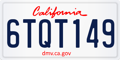 CA license plate 6TQT149