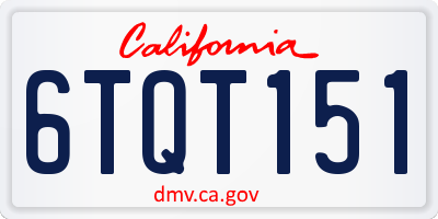 CA license plate 6TQT151