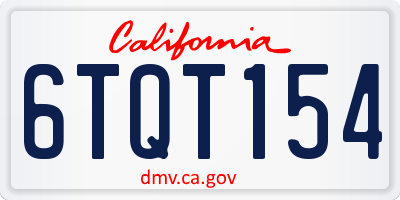 CA license plate 6TQT154