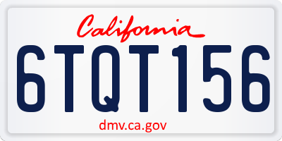 CA license plate 6TQT156