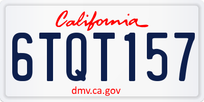 CA license plate 6TQT157