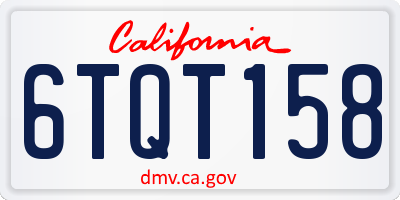 CA license plate 6TQT158