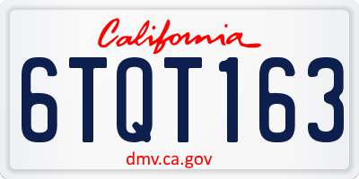 CA license plate 6TQT163