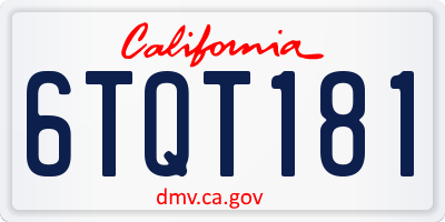 CA license plate 6TQT181