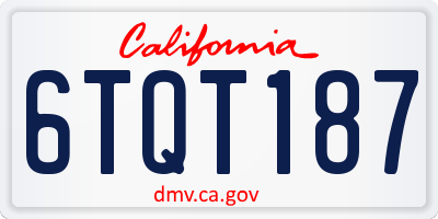 CA license plate 6TQT187