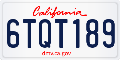 CA license plate 6TQT189