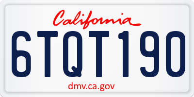 CA license plate 6TQT190