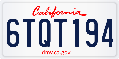 CA license plate 6TQT194