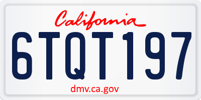 CA license plate 6TQT197