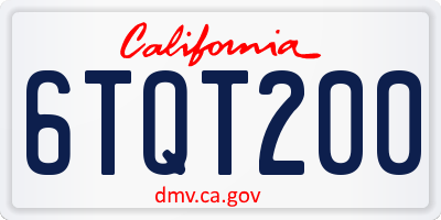 CA license plate 6TQT200