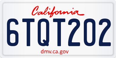 CA license plate 6TQT202