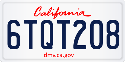 CA license plate 6TQT208