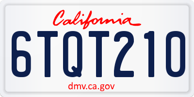 CA license plate 6TQT210