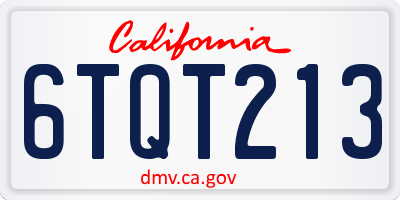 CA license plate 6TQT213