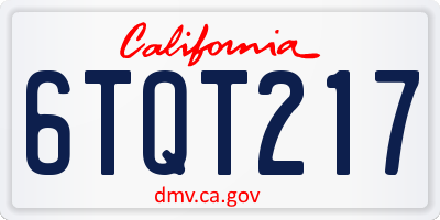 CA license plate 6TQT217