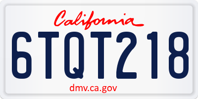 CA license plate 6TQT218